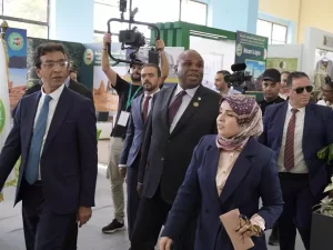 Le président de la Banque africaine d’import-export visite le nouveau Palais des expositions en cours de réalisation à Alger